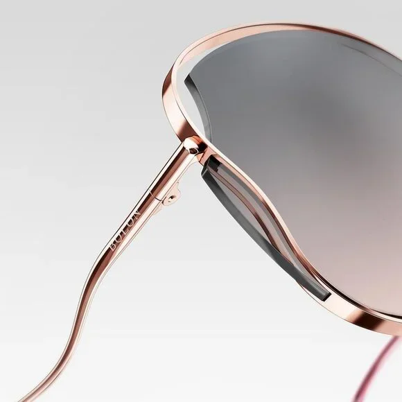 Women Oversized Butterfly Sunglasses Rose Gold Pink Gradient UV Protection